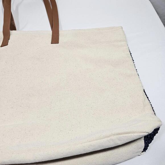 Rays for Days Striped Woven Cotton Blend Beach Grocery Tote Bag - Picture 5 of 14